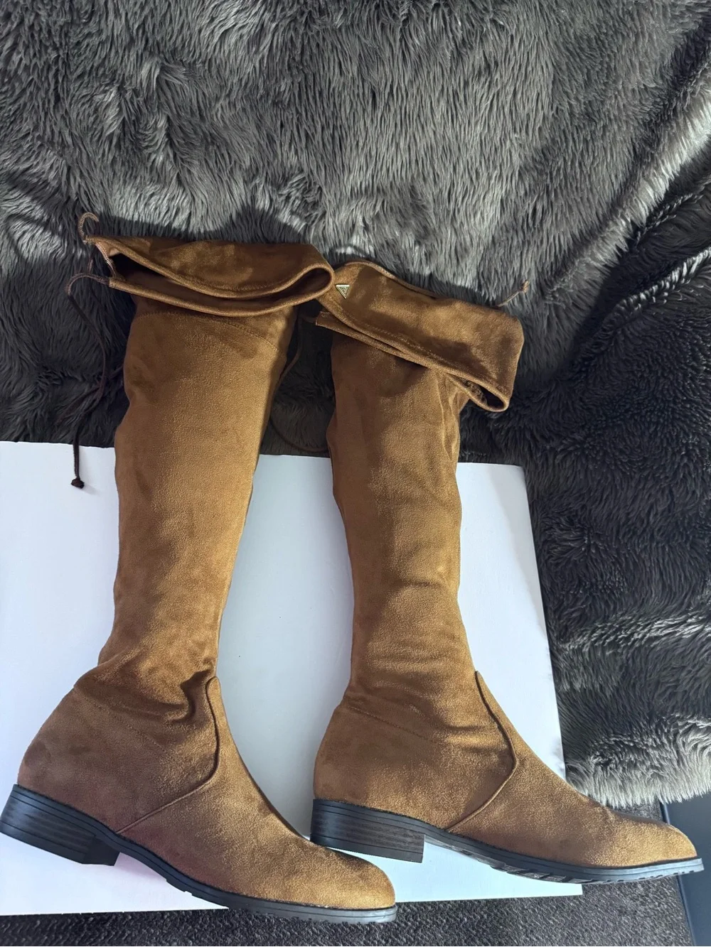 Guess Over-the-Knee Suede Boots - Brown